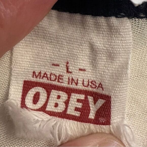 Obey Baseball Sleeve Shirt Sz L - Picture 4 of 5